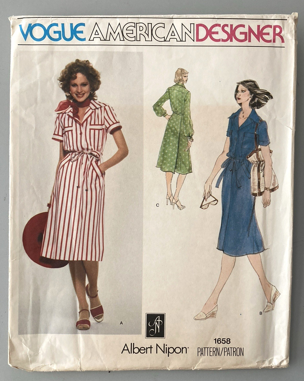Vogue American Designer 1658 Albert Nipon Pattern Misses Shirtdress Sz 16 Uncut